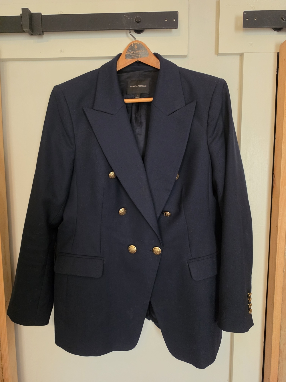 Banana Republic Women's Navy Double-Breasted Blazer with Gold Buttons (14)